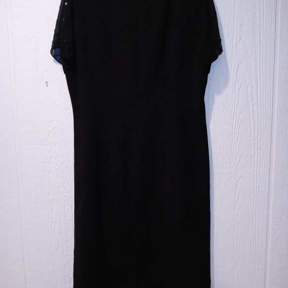 AGB black dress size 10 lacy beeded sleeve - Picture 7 of 16